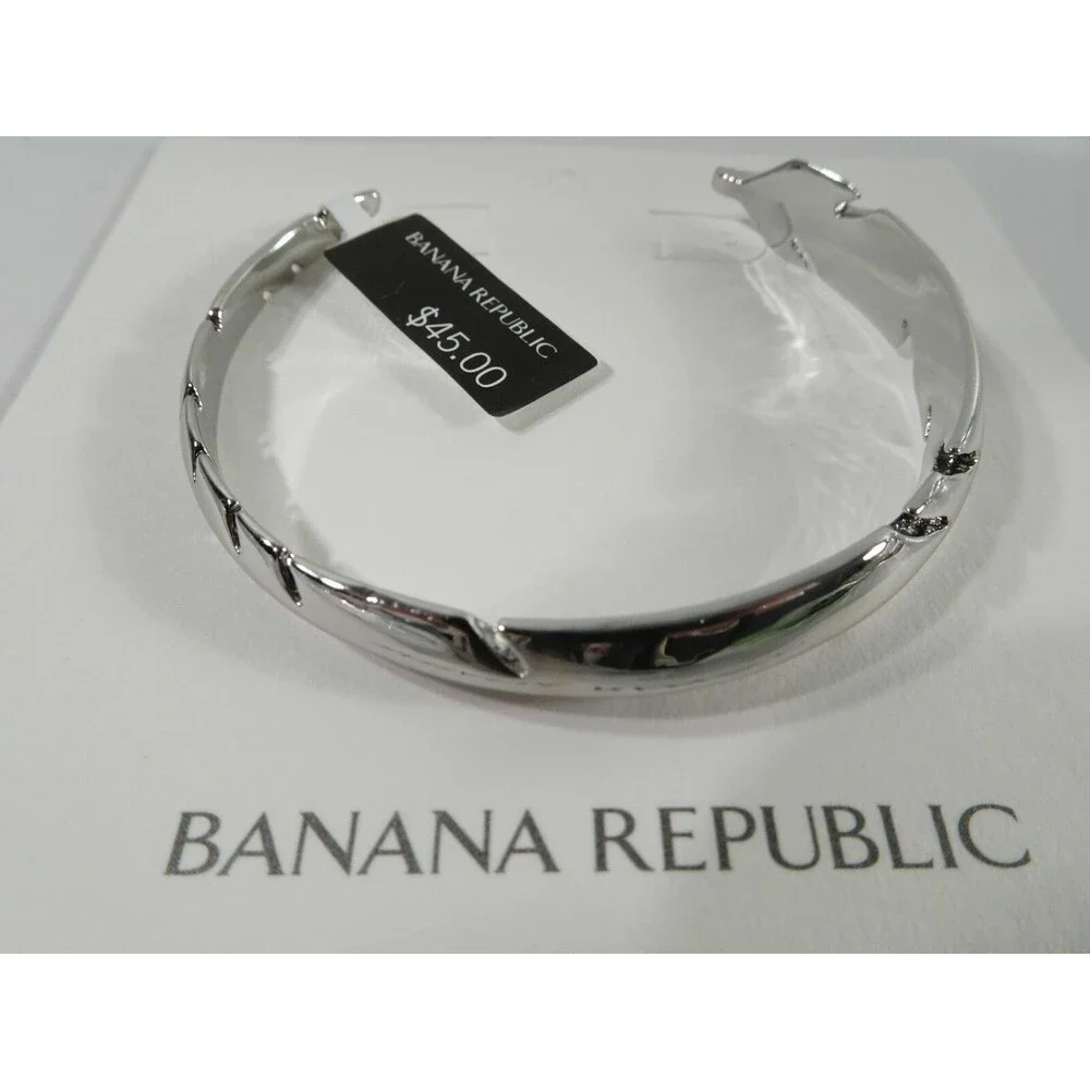 Banana Republic Women's Etched Thin Cuff Bracelet Silver Gold Set of 2 NWT 45 EA